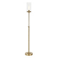 66" Brass Adjustable Torchiere Floor Lamp With Clear Glass Cylinder Shade