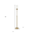 66" Brass Adjustable Torchiere Floor Lamp With Clear Glass Cylinder Shade