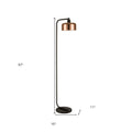 57" Black Arched Floor Lamp With Copper Metal Bell Shade