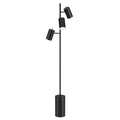 65" Black Three Light Tree Floor Lamp With Black Metal Drum Shade