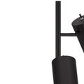 65" Black Three Light Tree Floor Lamp With Black Metal Drum Shade
