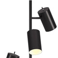65" Black Three Light Tree Floor Lamp With Black Metal Drum Shade