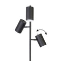 65" Black Three Light Tree Floor Lamp With Black Metal Drum Shade