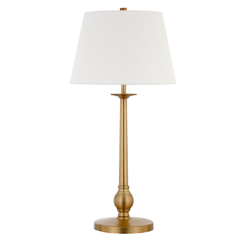 28" Brass Metal Buffet Lamp With White Empire Shade