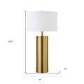 30" Brass Metal Table Lamp With White Drum Shade