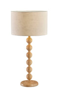 28" Brown Solid Wood Candlestick Table Lamp With Off White Drum Shade