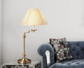 30" Bronze Metal Swing Arm Table Lamp With Off White Empire Shade