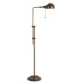 58" Rust Metal Adjustable Swing Arm Floor Lamp With Rust Metal Dome Shade
