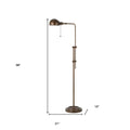 58" Rust Metal Adjustable Swing Arm Floor Lamp With Rust Metal Dome Shade