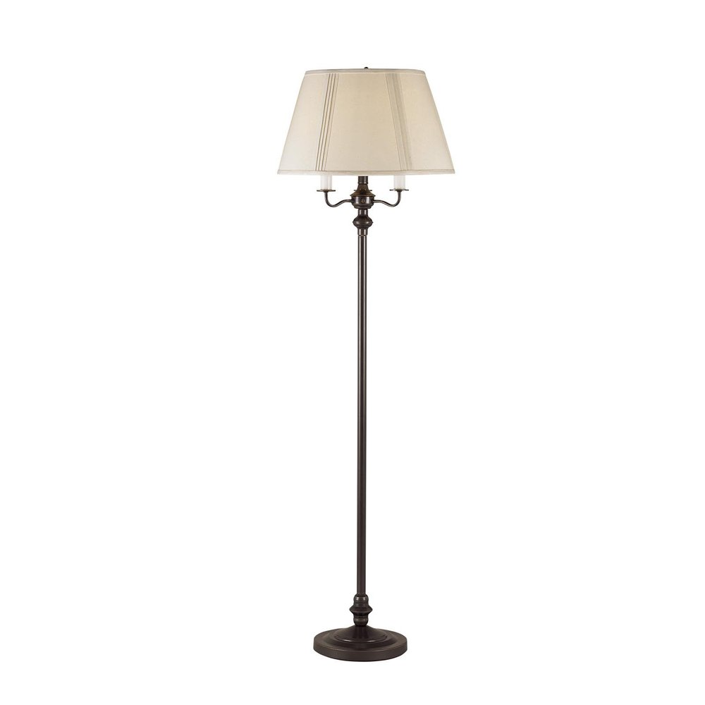 60" Bronze Metal Four Light Floor Lamp With Beige Fabric Square Shade