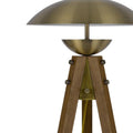55" Brass Tripod Floor Lamp With Antiqued Brass Dome Shade