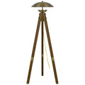 55" Brass Tripod Floor Lamp With Antiqued Brass Dome Shade