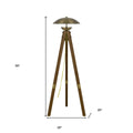 55" Brass Tripod Floor Lamp With Antiqued Brass Dome Shade
