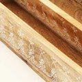 Set of Three Natural Rectangular Solid Wood Floral Handmade Serving Tray With Handles