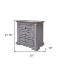 32" Gray Solid Wood Three Drawer Nightstand