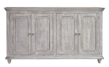 71" Sand Solid and Manufactured Wood Distressed Credenza