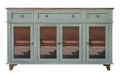 70" Green Solid and Manufactured Wood Distressed Credenza