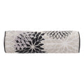 6" X 20" Black Gray and White Bolster Floral Indoor Outdoor Throw Pillow