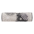 6" X 20" Black Gray and White Bolster Floral Indoor Outdoor Throw Pillow