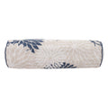 6" X 20" Beige Blue and Ivory Bolster Floral Indoor Outdoor Throw Pillow