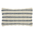 12" X 20" Ivory and Blue Striped Cotton Blend Throw Pillow With Texture