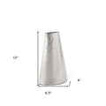 10" Silver Hammered Cone Aluminum Table Vase