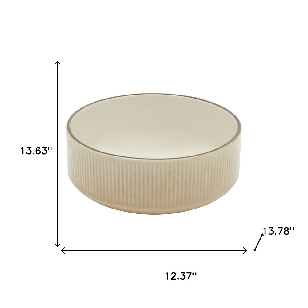 Sand Sixteen Piece Round Striped Ceramic Service For Four Dinnerware Set