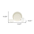 White and Natural Sixteen Piece Round Ceramic Service For Four Dinnerware Set