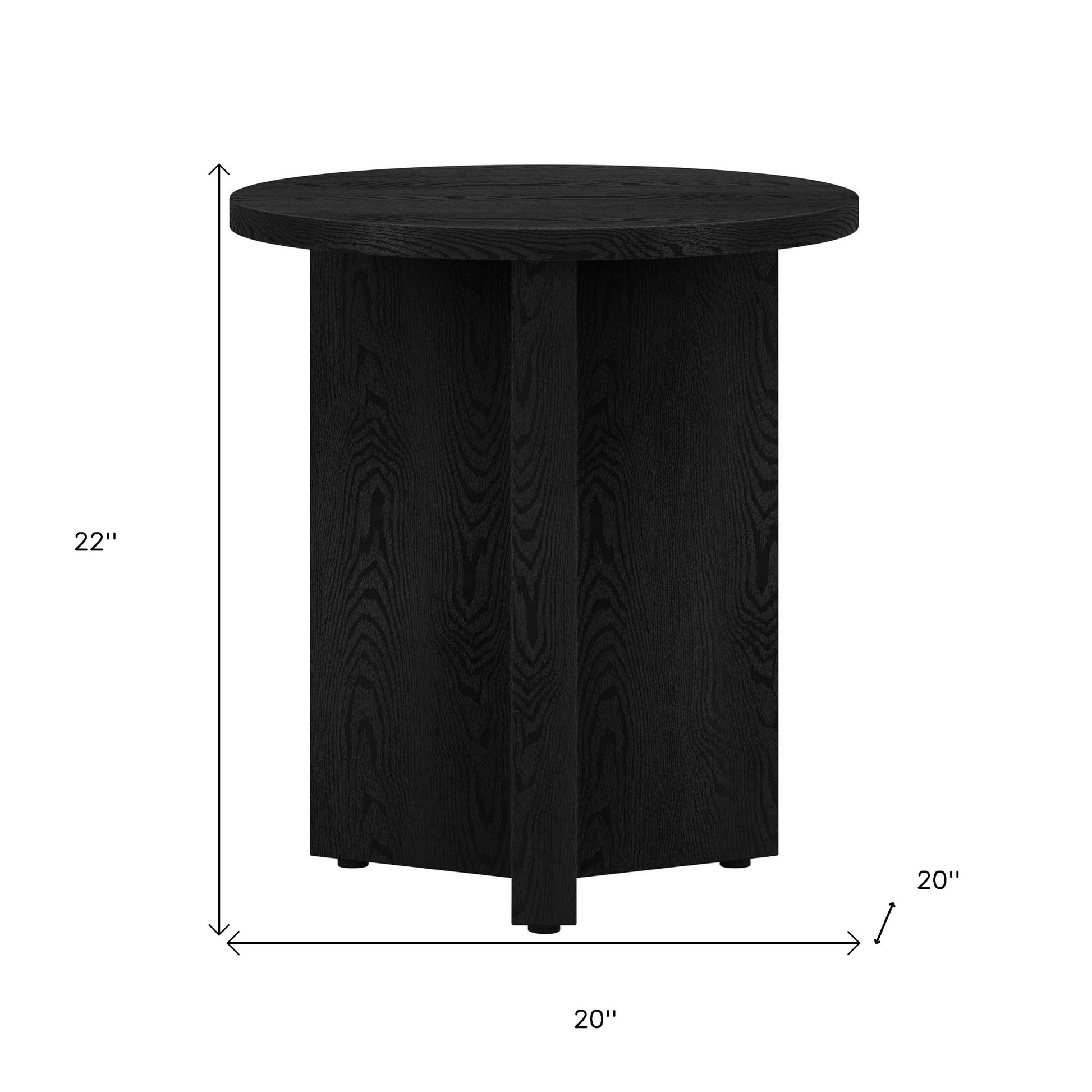 Black Wood End Table - 22" Round