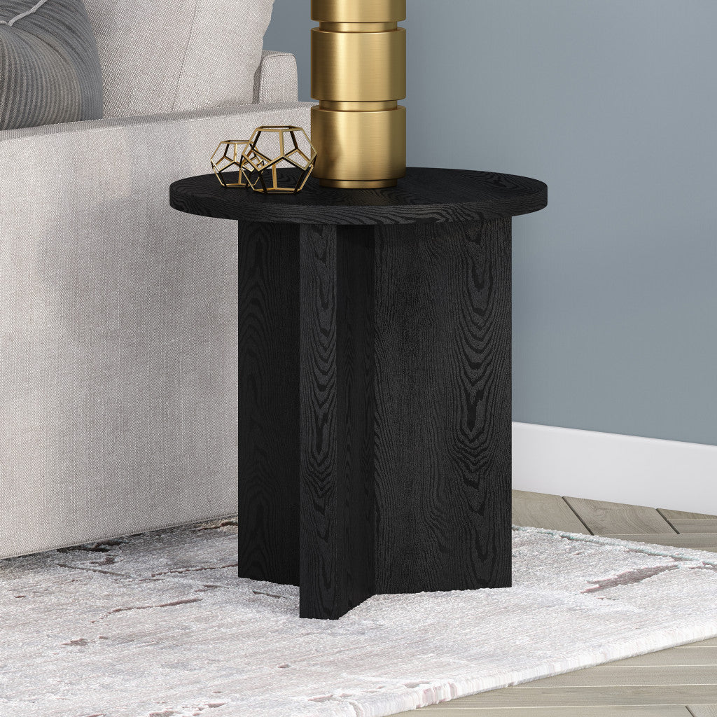 Black Wood End Table - 22" Round