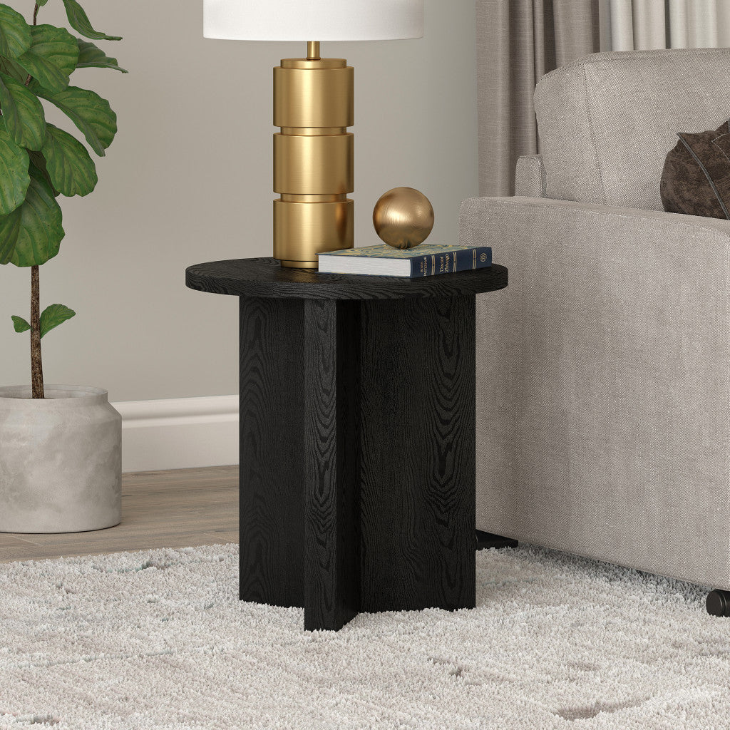 Black Wood End Table - 22" Round