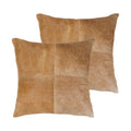 Set of Two 18" Tan Cowhide Throw Pillows