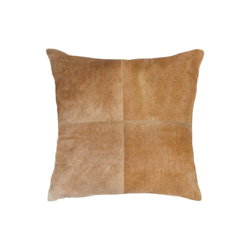 Set of Two 18" Tan Cowhide Throw Pillows