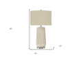 31" Cream Ceramic Geometric Table Lamp With Beige Drum Shade