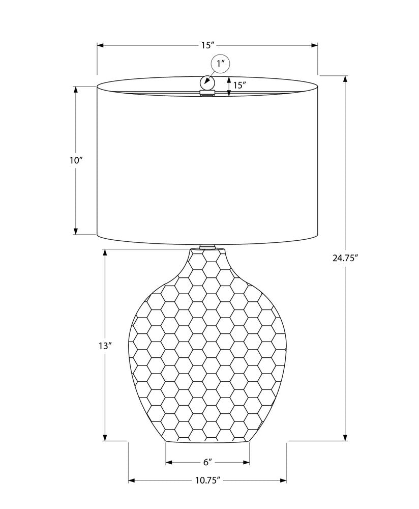 25" Brown Geometric Table Lamp With Black Drum Shade