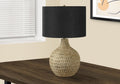25" Brown Geometric Table Lamp With Black Drum Shade