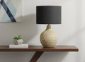 25" Brown Geometric Table Lamp With Black Drum Shade