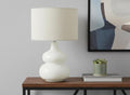 25" Cream Ceramic Gourd Table Lamp With Cream Drum Shade