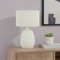 26" Cream Gourd Table Lamp With Cream Drum Shade