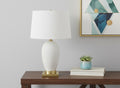 26" Gold and White Ceramic Urn Table Lamp With Cream Empire Shade