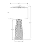 29" White Ceramic Geometric Table Lamp With Ivory Drum Shade