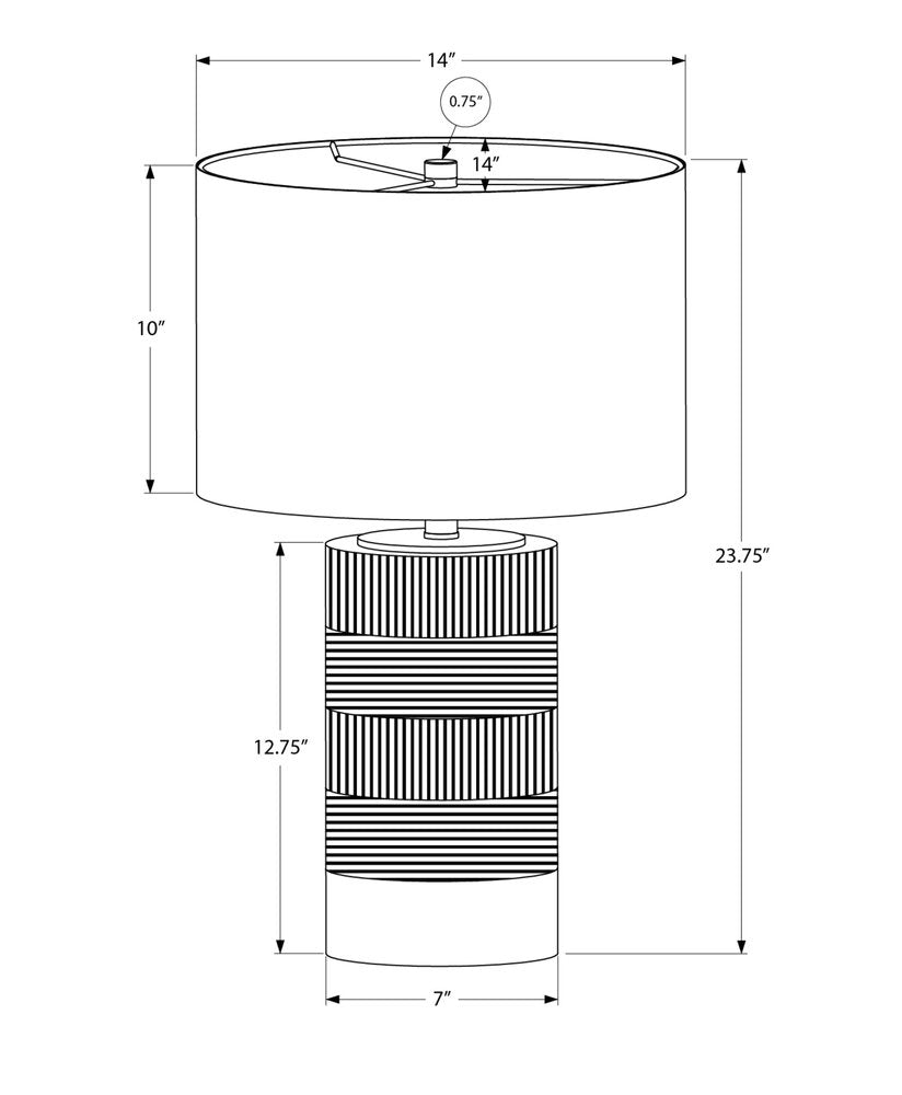 24" Black Cylinder Table Lamp With Ivory Drum Shade