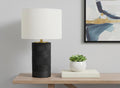 24" Black Cylinder Table Lamp With Ivory Drum Shade