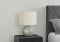 19" Gray Round Table Lamp With Ivory Drum Shade