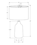 24" Beige Concrete Urn Table Lamp With Ivory Drum Shade