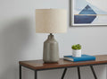 24" Gray Concrete Urn Table Lamp With Beige Drum Shade