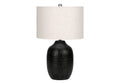 26" Black Ceramic Urn Table Lamp With Ivory Drum Shade