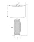 25" Gray and Silver Ceramic Cylinder Table Lamp With Gray Drum Shade