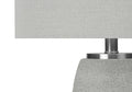 25" Gray and Silver Ceramic Cylinder Table Lamp With Gray Drum Shade