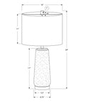 29" Gray and Silver Cylinder Table Lamp With Ivory Drum Shade